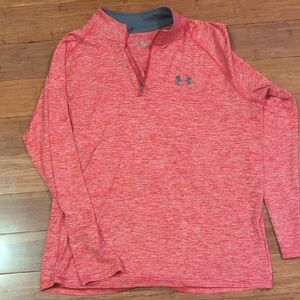 Under Armour Red Heathered Quarter-Zip Pullover